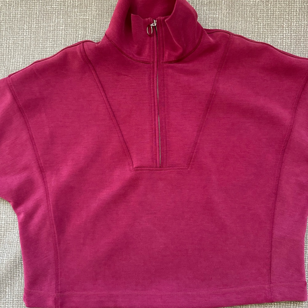Sweaty Betty Cropped Half Zip Sweatshirt Dolman Sleeve Soft Scuba Pink Women M - Picture 3 of 11